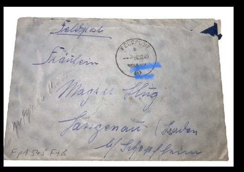Feldpostamt 543 40 n - 30.10.40,