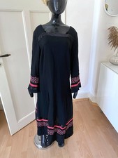 Boho Hippie Gothic Mittelalter Kleid Robe Karree-Ausschnitt schwarz Unikat