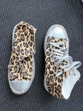 Damen Schnür-High-Top Sneaker Leopardenmuster mit Nieten Größe 40, NEU