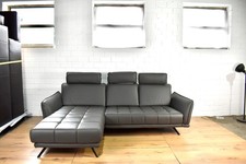 Ledersofa Grau Verstellbar Couch Ecksofa Longchair Kopfstützen