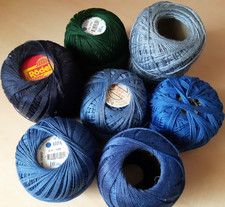 Feines Häkelgarn, versch. Stärken - BLAU, GRÜN - 370 G gebraucht , unbenutzt