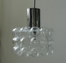 Vintage, Design Helena Tynell, Glashütte Limburg, Hängelampe Bubble Glas Chrom