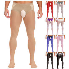 Herren Bodystockings Durchsichtig Strumpfhosen Transvestit Ausschnitt Cosplay
