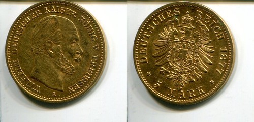 Preussen 1877 5 mark in - 1877, a