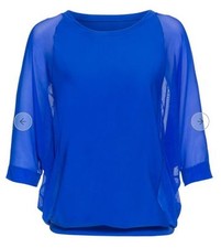 Damen Shirt blau royal Badeshirt transparente 3/4 Ärmel Größe 38 bis 46 neu 1974