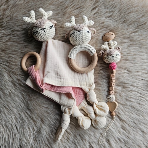 Schnullerkette 3er set reh - schnullerkette,