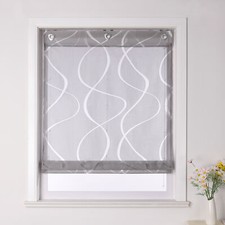 Raffrollo mit Schlaufen Raffgardine Klettband Küche Gardinen ohne Bohren Weiß