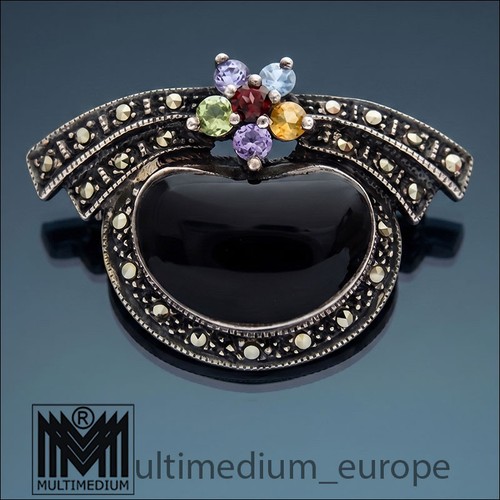 Vintage silber onyx markasit - onyx,