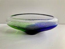 Wunderschöne Glas Schale 1970er Jahre Luftblasen Design Czech Art Glas