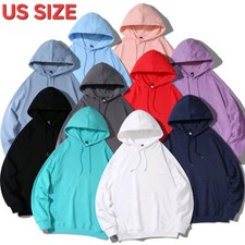 US Mens Plain Pullover Hoodie