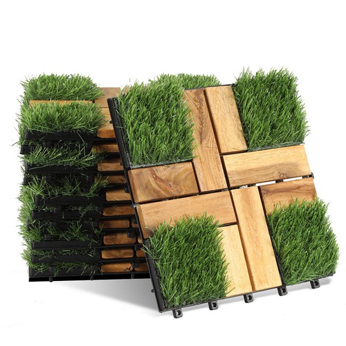 Holzfliesen mit kunstrasen - holzfliesen,