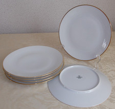 Scherzer Bavaria 6 Dessertteller Kuchenteller Geriffelt Weiß mit Goldrand