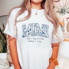 Dusty Blue Floral Grandma Mama