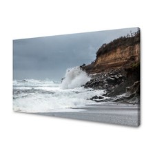 CANVAS Leinwandbilder Bilder XXL Wandbilder Kunstdruck Brechende Welle am Kliff
