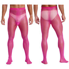 DE Männer Strumpfhosen Glänzende Leggings Transparent Unterhosen  Lang Pantyhose