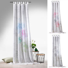 Schlaufenschal Vorhang Leinen Natur Blumen Lettering Deko Pastell Gardine Typ756
