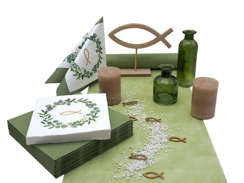 Tischdeko eukalyptus creme - tischdeko,