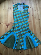 SKUNKFUNK Odile S 34 36 SKFK Kleid grün türkis A-Linie Hippie Elfe Retro Midi