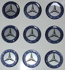 1 MERCEDES BENZ AUFKLEBER 3D DOMING DAIMLER ÄHRENKRANZ BLAU SILBER AUTOAUFKLEBER