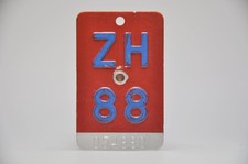 Fahrrad Nummernschild Kennzeichen Velo plate ZH 88 Zürich Schweiz 1988