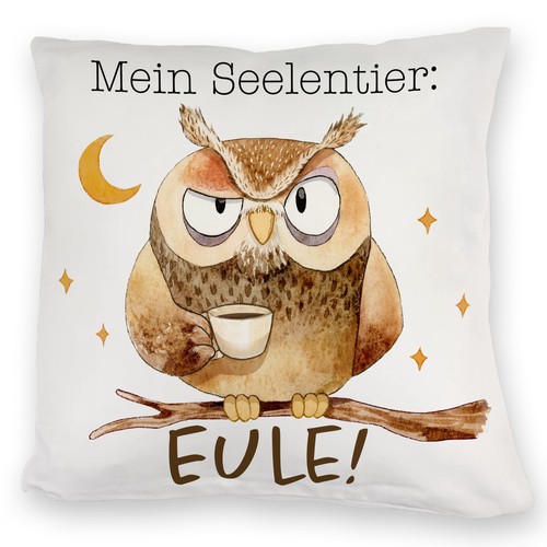 Eule kuschelkissen mit spruch - eule,