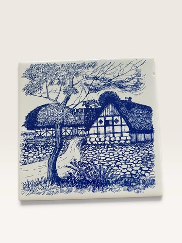 Vintage keramik fliese blau - keramik, blau/