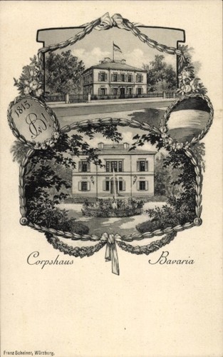 Studentika würzburg corps - ak, würzburg,