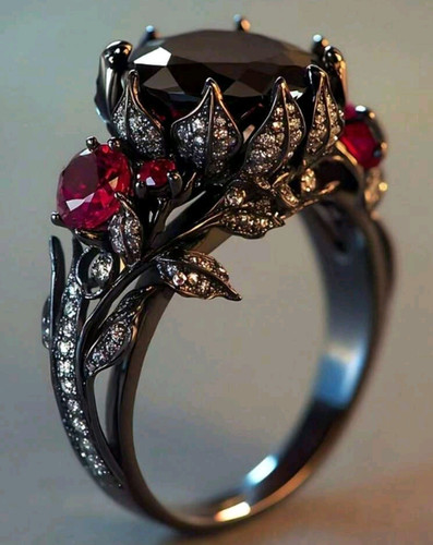 Ring schwarz silberfarben - ring,
