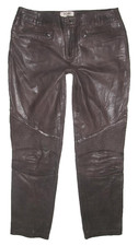 - RICANO - Damen- LEDERHOSE in dkl.- braun aus Glattleder Biker-Style ca. 38-40