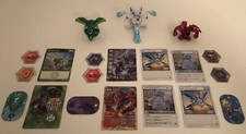 3x Bakugan Kugeln Kugel Sammlung+Karten Magnet Cards Spin Master Grün Weiß Rot