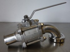 Massiver MD Kugelhahn Edelstahl CF8M  2" DN 50 Milchgewinde 90° Bogen 1000 WOG