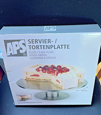 Servierplatte Tortenplatte Dekoplatte Kuchenplatte  drehbar  Fuß Edelstahl 30cm