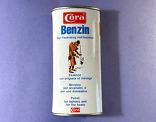 Kleine alte Benzin-Kartusche / Blechdose "Cora Benzin"