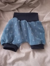 Pumphose Kurz Baby Mitwachshose kurze Babyhose Gr. 62/68 blau Anker Musselin