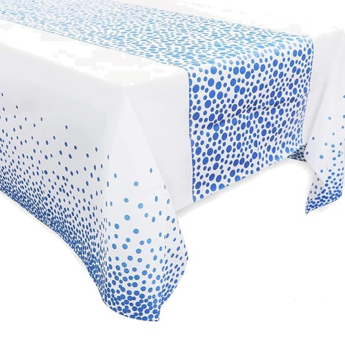 Plastiktischdecke weiß blau - weiß,