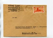 Saargebiet Brief EF Mi 143 Saarbrücken 27.2.32 Alber Lyon Fleischerei Bedarf