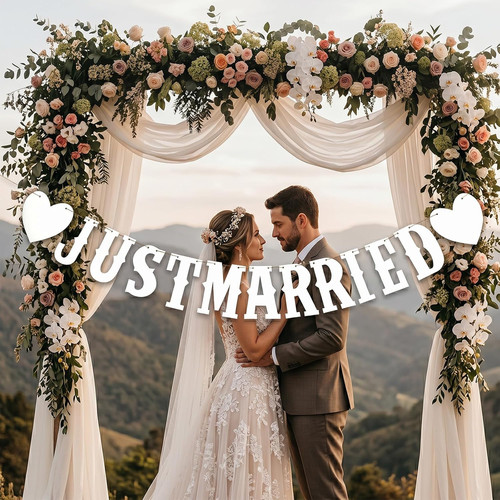 Just married girlande - just,