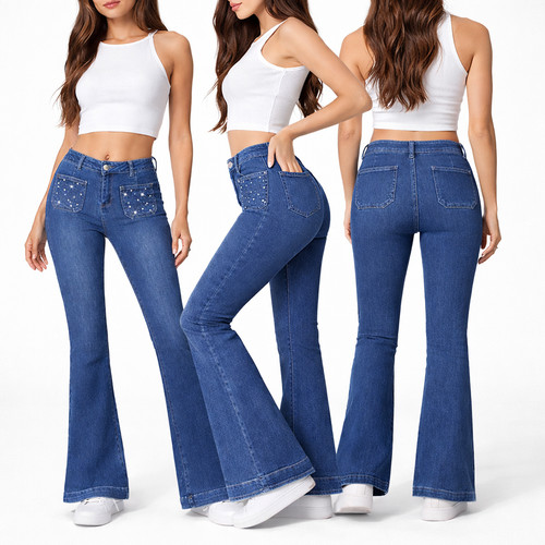 Damen jeans hose bootcut high - jeans,