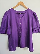 Malco Modes Square Dance lila Puffärmel Bluse Top Größe XL