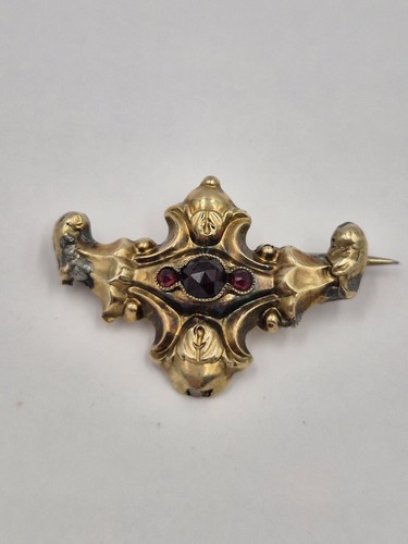 Biedermeier granat brosche - biedermeier,