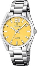 Festina F20622/G Boyfriend Damen Uhr Armbanduhr Wasserdicht 37 mm Gelb/Silber