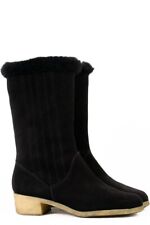 70er Jahre Vintage Stiefel 8 42 schwarz Wildleder Boots