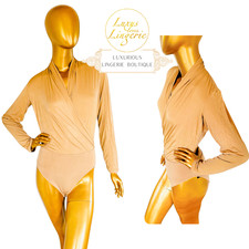 WRAP BODY by Wolford M Medium beige creme Langarm Gewickelt Design Langarm