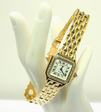 ♦ Geneve Damen Armbanduhr Uhr in 18 kt 18k 750 er Gelb Gold mit Diamanten Quartz