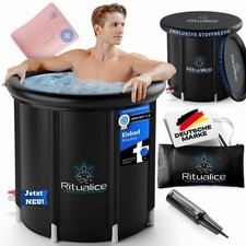 Ritualice® Eisbad (80 cm Ø) XL - TESTSIEGER - Eistonne mit Tasche (BENUTZT)