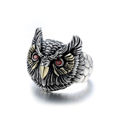 Retro herren ring eule - ring, 3d