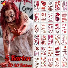 20-30 HALLOWEEN HORROR TATTOOS Faketattoo Narbentattoo Wunde Blut Zombieschminke