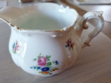 Milchkännchen, weiß m. bunten Blümchen, Porzellan, Vintage / Sammler Famag Schön