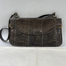 VINTAGE Edle Echt Leder Tasche Braun Echsen Prägung-Orig Handtasche