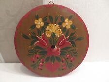 Bemalter runder Wandteller Holzteller Bauernmalerei Bild Ø 22,5 cm Landhausstil
